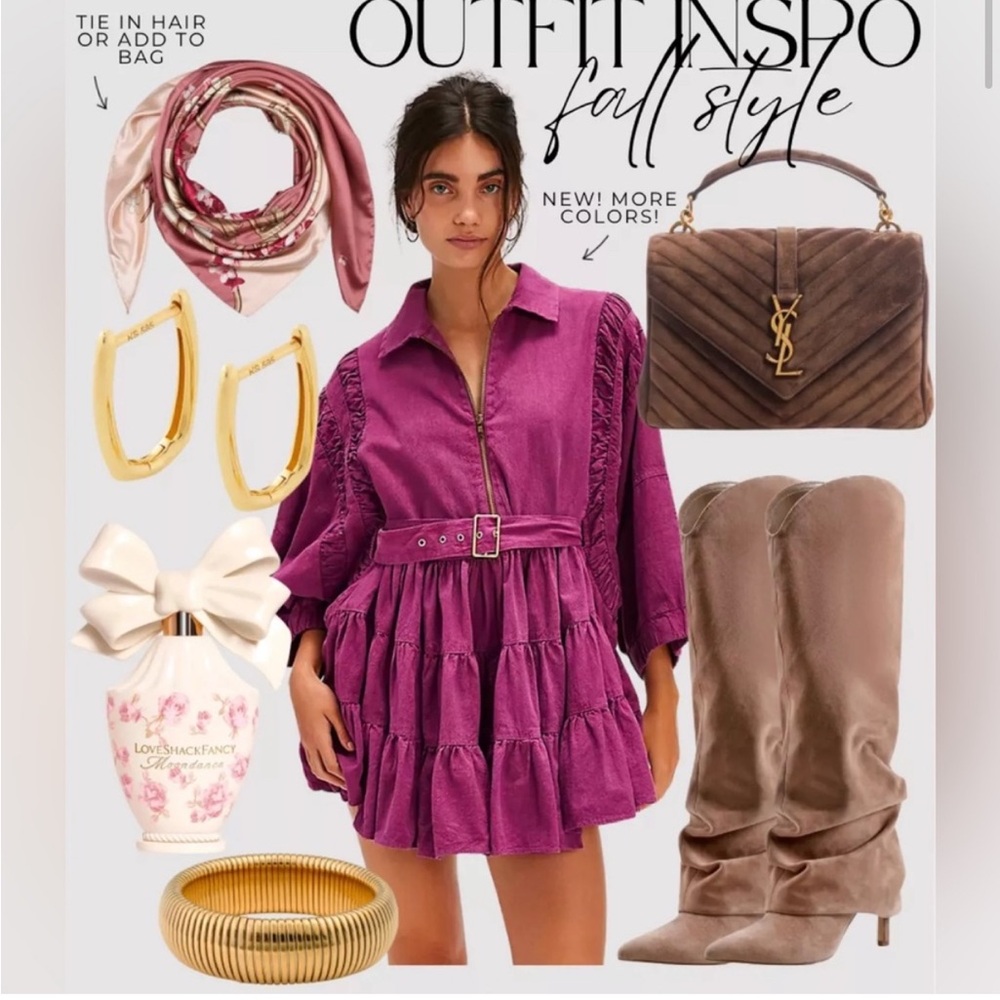 Free People Hampton Mini Dress in Purple